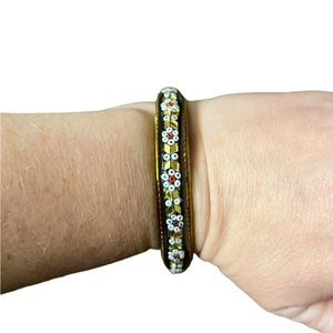Vintage Gold & Black Indian Floral Bracelet